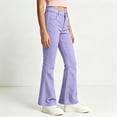 thumbnail image 6 of QIUOMBBP Girls School Uniform Pants Button Front Flared Leg Dress Pant Preppy First Day Of School Outfits Purple, 6 of 8