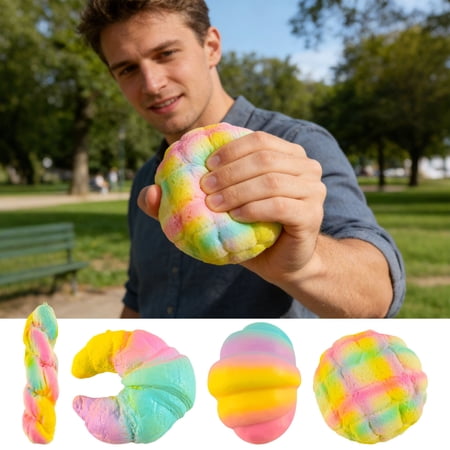 Kadlawus 4Pcs Slow Rebound Stress ReliefToy Realistic Bread SquishyToy Soft Odorless PU Material Portable Sensory FidgetToyfor Adults andKids