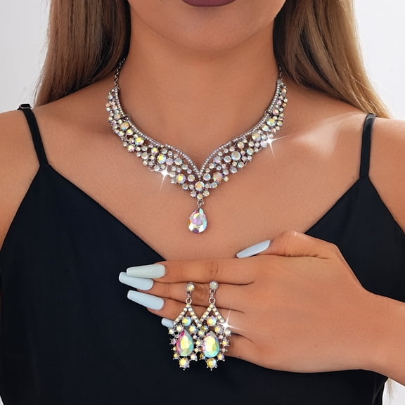 TAZAG vintage exaggerated necklace and earrings set cocktail party wedding jewelry