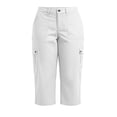 thumbnail image 6 of Capri Pants for Women Plus Size Summer Solid Color Straight Leg Elastic Waist Fashion Beach Casual Cargo Pants with Pocket Outdoor Sport Cropped Pants Workwear L-5XL, 6 of 9