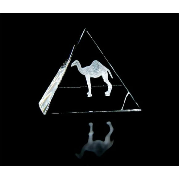 1051-90-20 3.55 L x 3.35 H x 3.55 W in. Crystal Laser-Engraved Camel Ancient Egypt Laser-Cut