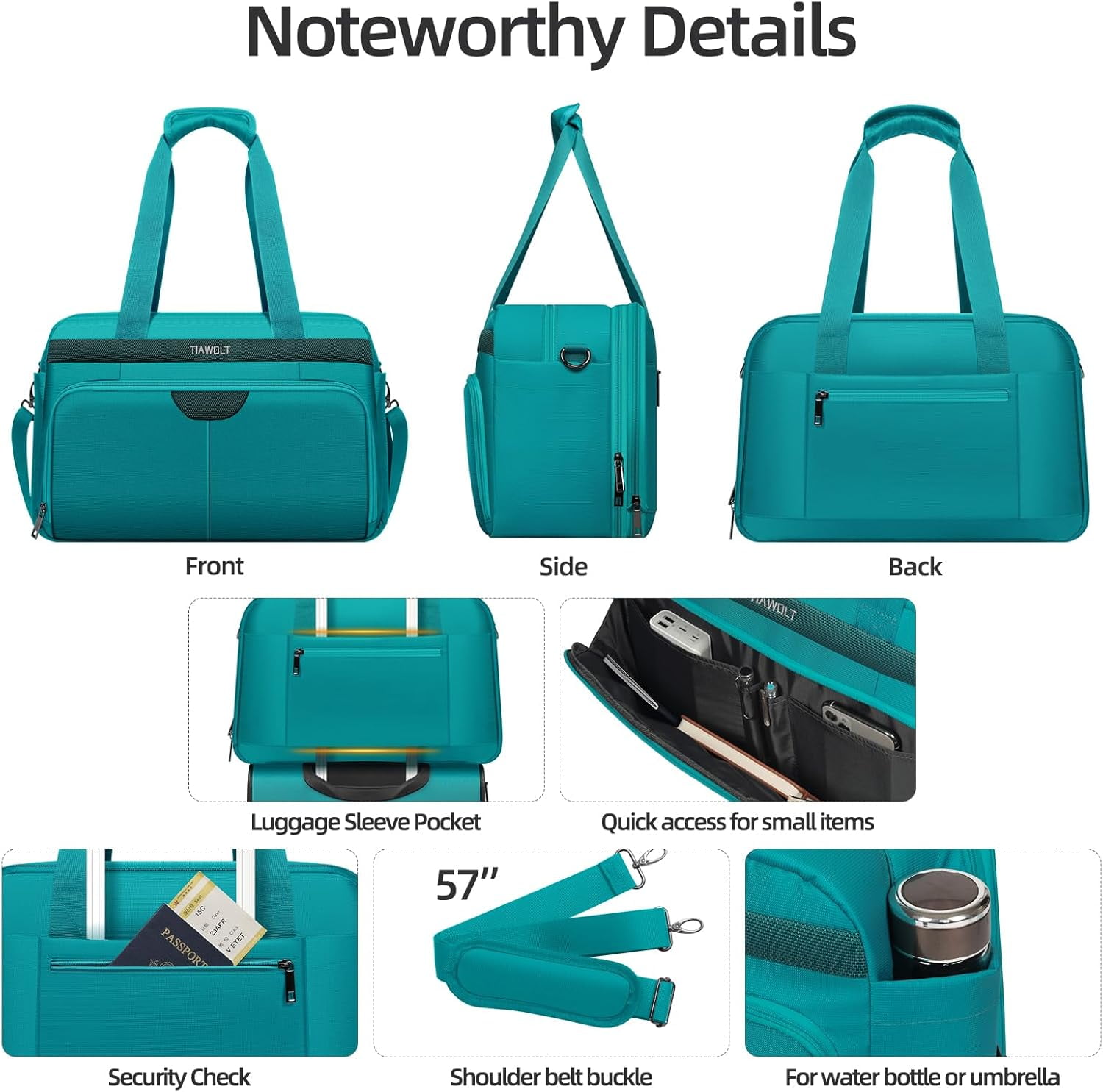 TIAWOLT Travel Duffle Bag Carry on Airline Approved Expandable Duffle Bag, Weekender Bag for Men and Women with Wet Pocket Large Compartment, Green