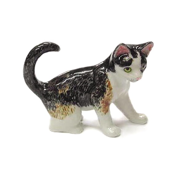 Northern Rose Calico Cat Kitten Animal Hand-painted - Home Decor Animal Birthday Gift Decorative Figurine - Miniature Porcelain Figurine