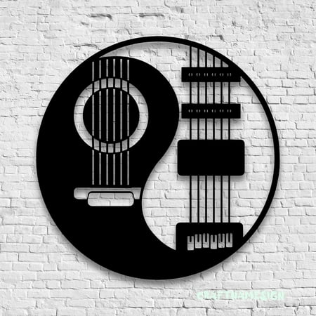 

Craftnamesign Yin Yang Guitar Metal Wall Art LED Light Guitarist Gifts Music Room Decor