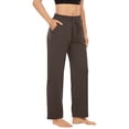 thumbnail image 3 of Women's Soft Fabric Yoga Sports Daily Pants, Mid Waisted Tummy Control Workout Leggings, 4 Way Stretch Squat Proof Activewear, Running Lounge Cycling Gym | TruBelle,Coffee S, 3 of 9