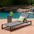 thumbnail image 2 of GDF Studio Mottetta Outdoor Mesh and Aluminum Chaise Lounge and C Shaped Side Table Set, Gray and Black, 2 of 10
