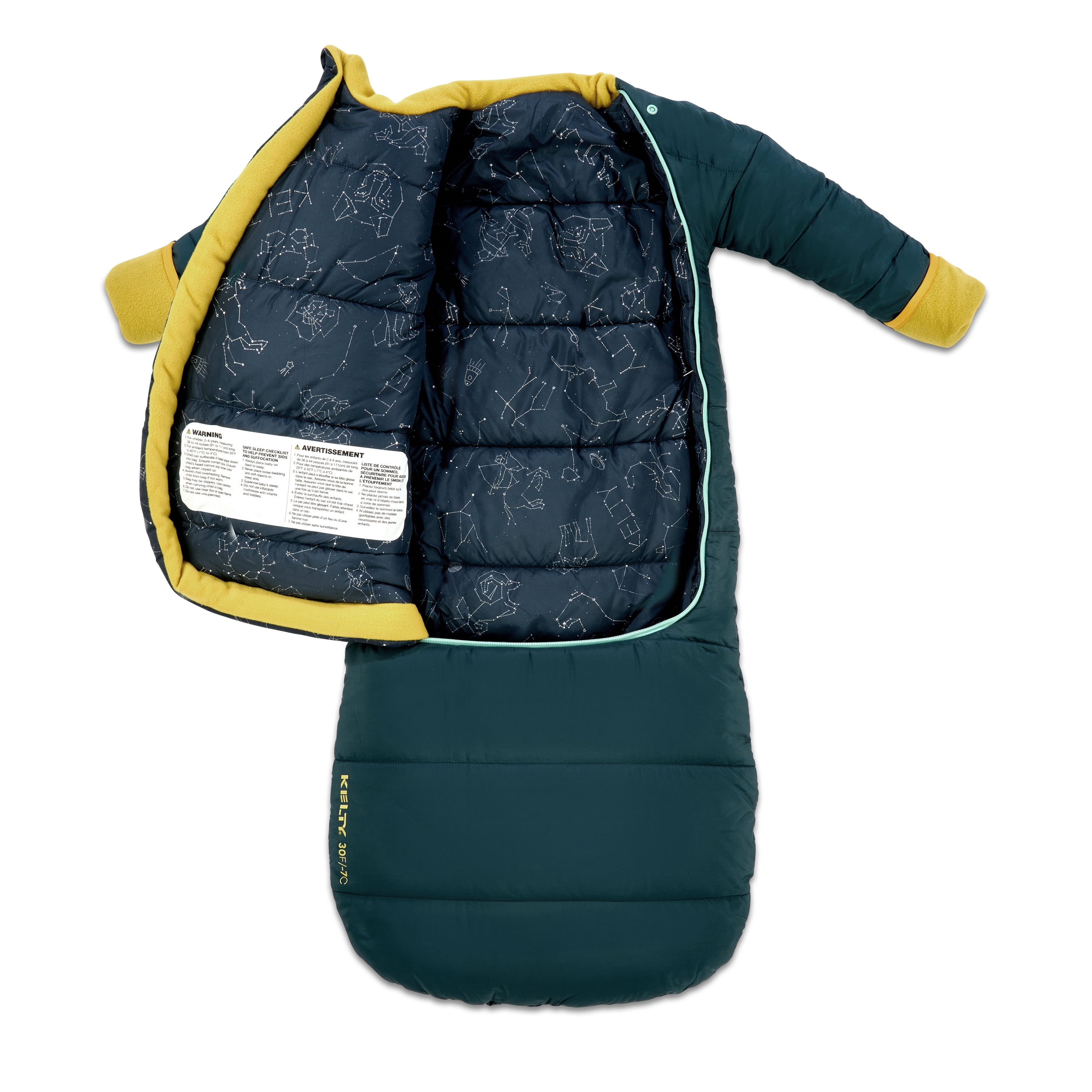 Kelty | Space Cadet 30° Degree Sleeping Bag for Infant 8-24M - Snuggly, Warm, and Cozy Sleeping Bag with Multi-Functional Design for Walking - Mediterranean Color Style