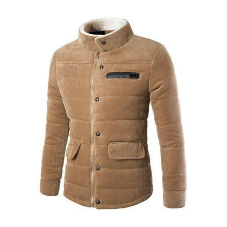 Zacard Men Corduroy Clothing Coat Warm Jacket Stand-up Collar Single ...