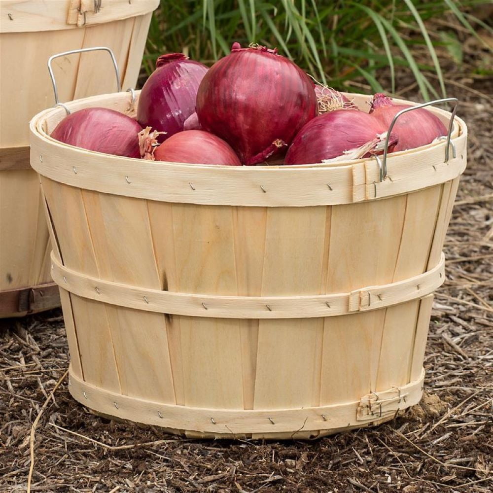Lehman's Handcrafted Half Bushel Baskets, Vintage Style USA Made Poplar Wood with Wire Handles, 9.5 x 14.75 inches, Set of 4