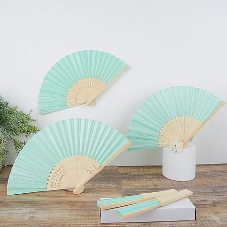 

BalsaCircle 5 Mint Green Silk Folding Hand Fans Wedding Favor Birthday