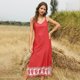 thumbnail image 5 of Vestido de estampado floral de verano sexy para mujer Vestido de fiesta bohemio con cuello en V sin Abanopi Rojo/XL, 5 of 7