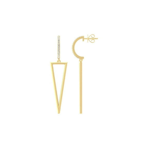 ARAIYA FINE JEWELRY 10K Yellow Gold Round Diamond Dangle Earrings (1/10 cttw, I2-I3 Clarity, I-J Color)