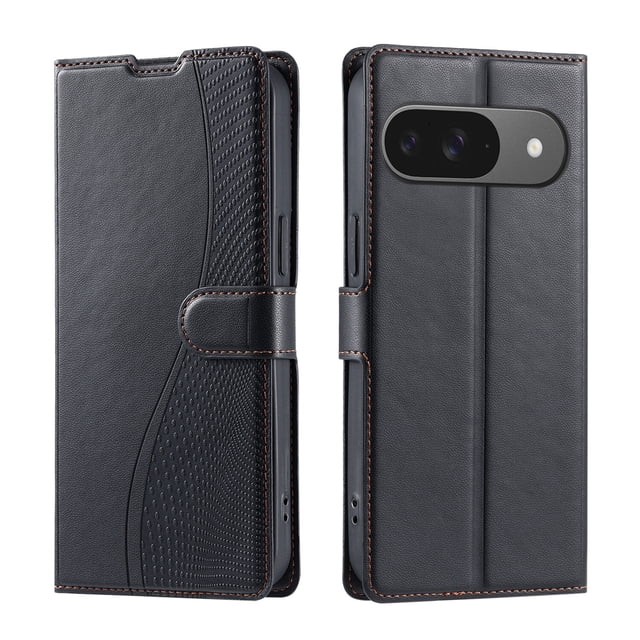 Google Étui Pixel 9 5G/Pixel 9 PRO 5G, Étui à Rabat en Cuir PU Style Portefeuille avec design « S » Élégant et Fermeture Magnétique. Comprend un Logement pour Porte-Cartes, une Étui Intérieure en TPU durable et un Support Intégré pour Visionnement horizontal. Idéal pour Protéger les Téléphones Google de la Saleté, des Bosses et des Égratignures.