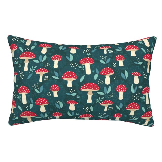 Fotbe Amanita Mushroom Funda de Almohada Decorativa Estilo Occidental, Lujo en Algodón, Fundas para Almohadas King, Cojín Estampado para Decoración del Hogar-14"x20"