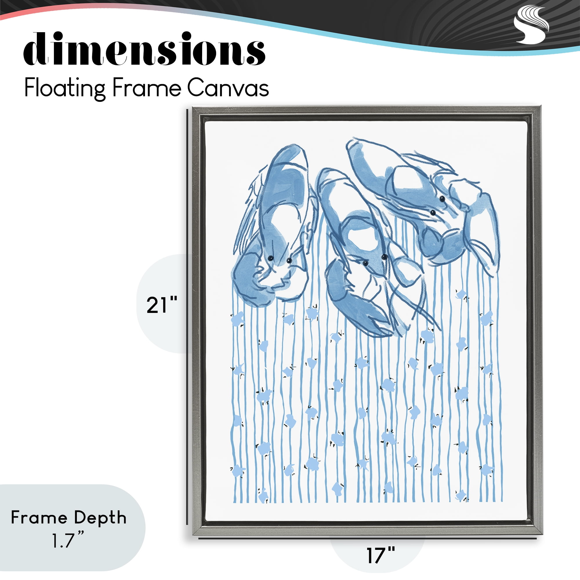Stupell Industries Lobster Trio with Strings Gray Framed Floater Canvas Wall Art, design by Melissa Tilley