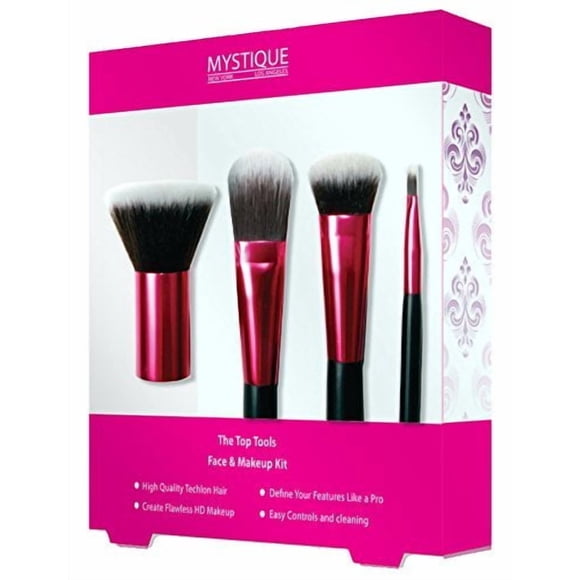Kit de brochas de maquillaje Amazing Shine, 4 piezas, Kabuki y base
