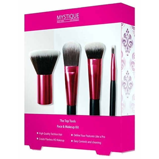 Kit de brochas de maquillaje Amazing Shine, 4 piezas, Kabuki y base