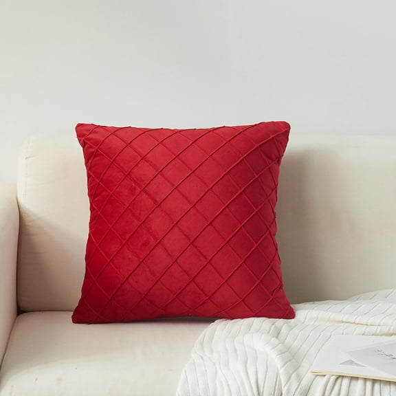 XmhyTop-A 45x45cm Velvet Decorative Throw Pillow, Square Home Decor Cushion with Hidden Zipper, Luxury Velvet Pillow,1 Piece,Red