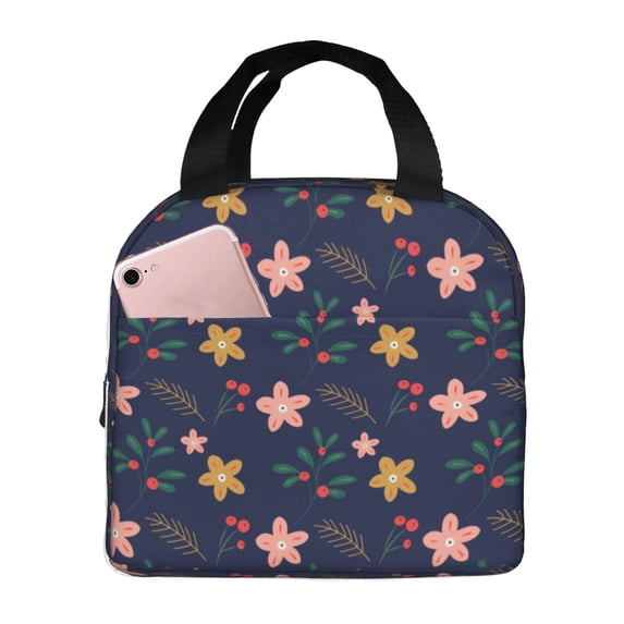 ZICANCN Insulated Lunch Bag for Women Men,Pink Yellow Floral Texture Reusable Cute Lunch Bags for Picnic School Work Office