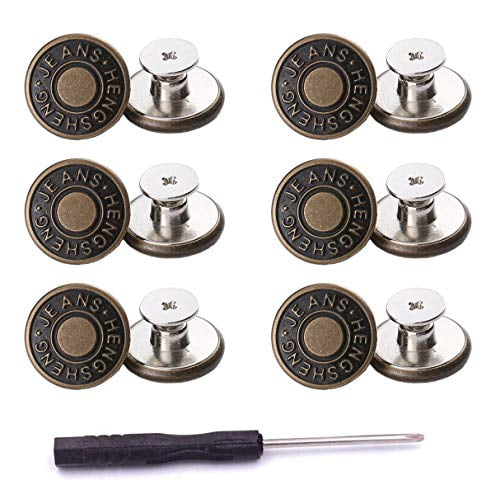 30 Pieces Replacement Jean Buttons,17mm No Sew Removable Metal Jean Buttons Replacement Repair Button Repair Kit,with Screwdriver,in Plastic Storage Box.Fit for Any Cowboy Clothing,Jackets,Pants 