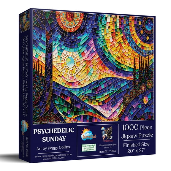 SUNSOUT INC - Psychedelic Sunday - 1000 pc Jigsaw Puzzle by Artist: Peggy Collins - Finished Size 19" x 19" - MPN# 71365