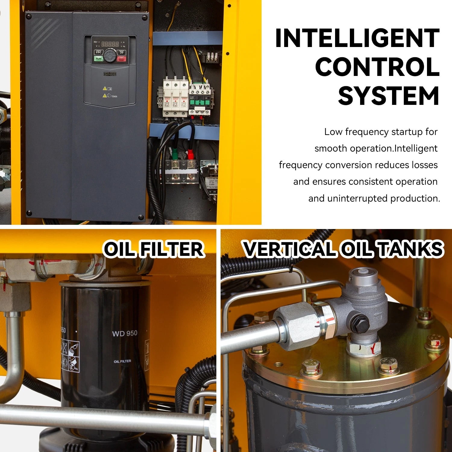 HPDMC 20HP VSD Screw Air Compressor, 81CFM@115PSI, 460V 3-Phase Variable Speed Drive Industrial Air Compressor for Chemical, Construction, Steel & Food Industries