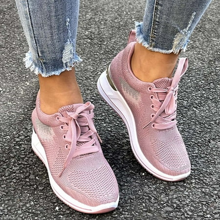 

Ykohkofe Women Wedge Trainer Shoes Leisure Breathable Mesh Outdoor Fitness Running Sport Sneakers Casual Shoes