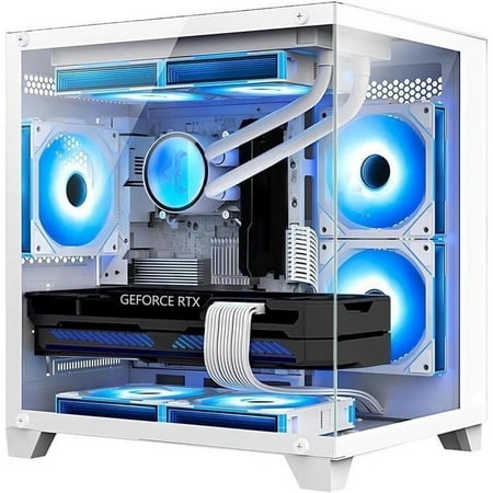 Hoengager Gaming PC -AMD Ryzen 7 5700X 3.4 GHz-RTX 3060 12GB -32GB DDR4 RAM-1TB M.2 +1TB SATA SSD-240 Liquid Cooler -WIFI &Bluetooth -RGB Fans-Windows 11 Pro Desktop Computer-White