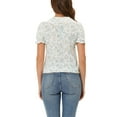 thumbnail image 3 of INSPIRE CHIC Women's Floral Peter Pan Collar Lace Trim Ruffle Sleeve Blouse XL White Blue, 3 of 6