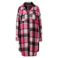 thumbnail image 5 of VXARARL Flannel Shirt for Women Lapel Button Down Long Sleeve Plaid Jacket Casual Long Fall Trench Coats with Pockets Hot Pink XL, 5 of 7