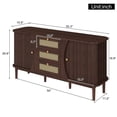 thumbnail image 3 of Homy Casa Rustic Walnut Side Cabinet with Wicker Drawers, Sliding Door, Adjustable Shelf & Rounded Top - 55.3" L x 15.8" W x 29.9" H, 3 of 6