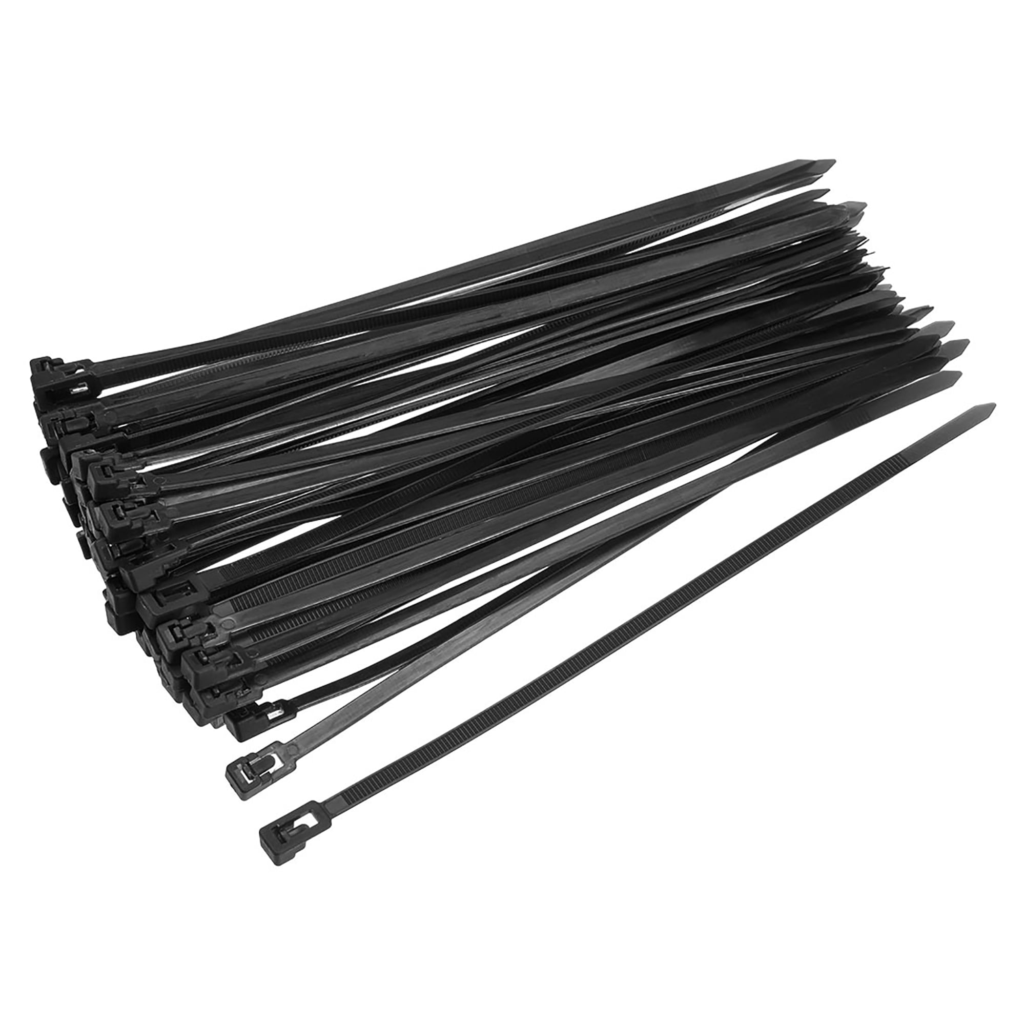 Releasable Cable Ties Reusable 7.6mm x 150mm/400mm Length Black 100 Pack 