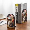 thumbnail image 5 of Naloa Rose Floral Skull 2 Pcs Bookend Large Capacity Office Book Ends for Home Office Library School Study Decoration, 5 of 8