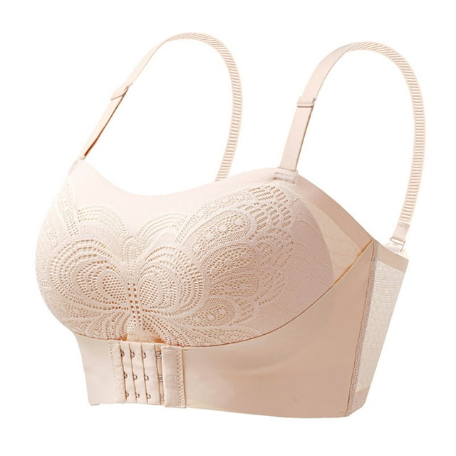 Timegard Wireless Bras for Women Plus Size Front Buckle Lace Adjustable Strap High Support Everyday Bras