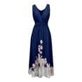 thumbnail image 4 of SONXAHE Women's Floral Print Maxi Dress Sleeveless Deep V-Neck Waisted Flowy Formal Evening Party Gown, 4 of 4
