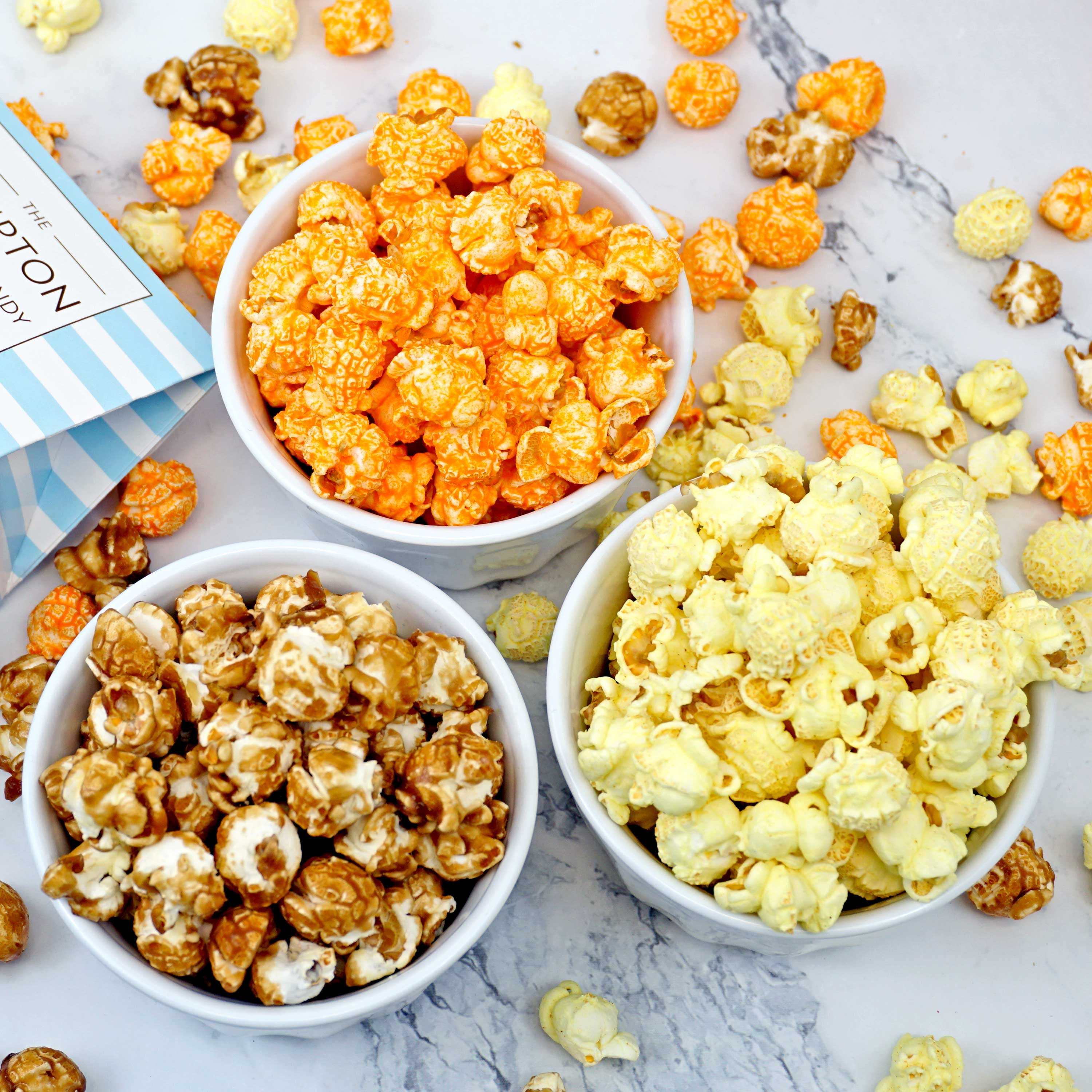3 Flavor Gourmet Popcorn Classic Gift Pack: Butter, Caramel & Orange Cheddar Cheese Popcorn, The Hampton Popcorn & Candy Company (3 Pack)