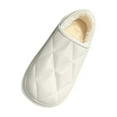 thumbnail image 5 of White Unisex Winter Slippers Fleece Lined Waterproof Quilted Closed Toe Flat House Shoes for Indoor Outdoor Wear Size 7.5, 5 of 9