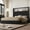 Black + MDF +Queen, variant on Full Size Velvet Tufted Wing-back Bed Frame - 52'' High Rivet Headboard with Shelf, USB Port & Night Light, Soft Platform Bed,Black