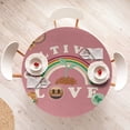 thumbnail image 3 of Ambesonne Emoji Fitted Round Tablecloth, World Love Raindbow Leaf Face, 40"- 44" Diameter, Dried Rose Cream Mustard, 3 of 4