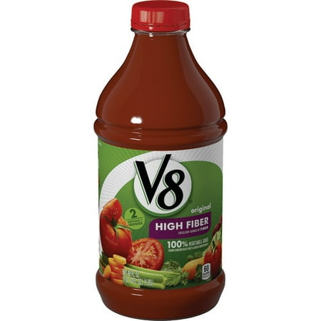 (2 Pack) V8 High Fiber 100% Vegetable Juice, 46 oz.