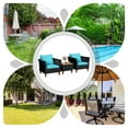 thumbnail image 5 of Gymax 3PCS Patio Rattan Conversation Furniture Set Yard Outdoor w/ Turquoise Cushions, 5 of 10
