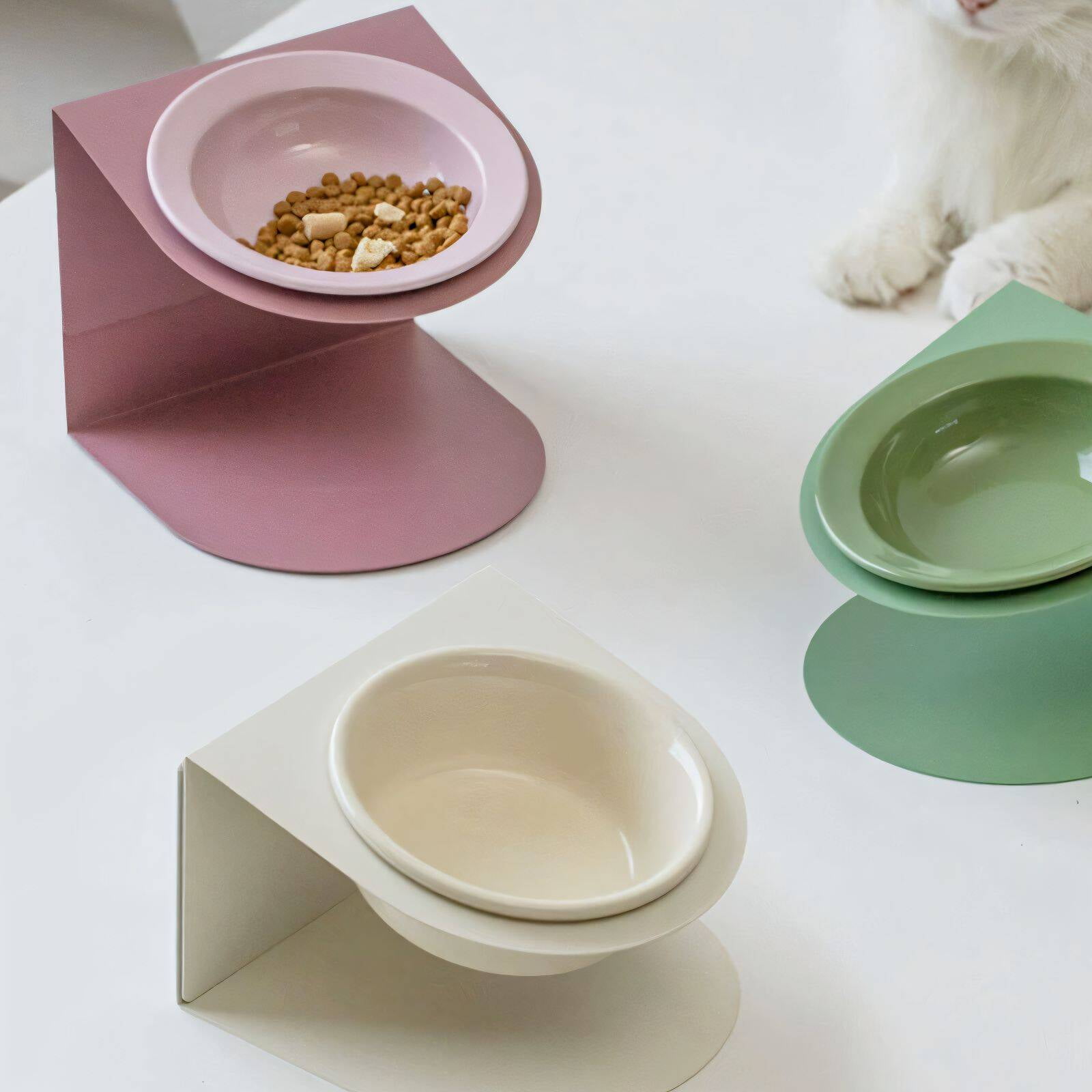 BESTSKY Cat Food Bowl,Detachable Design Cat Bowls,Slant Design Elevated Dog Bowls