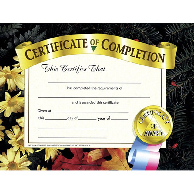 Certificate Of Completion, 30 Per Pack, 6 Packs