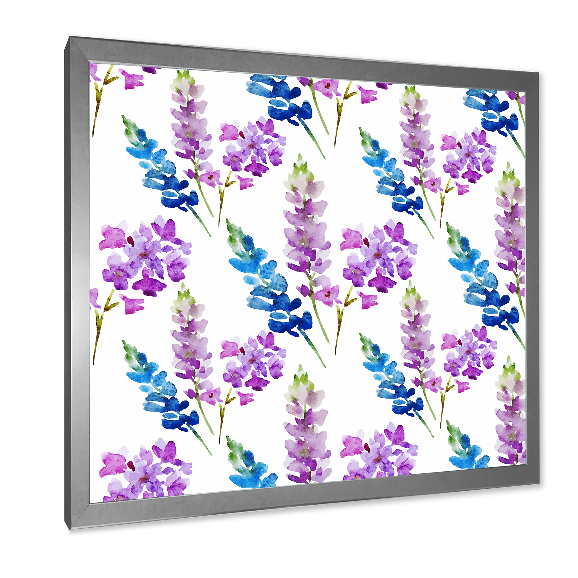 Designart 'Purple and Pink Floral Pattern' Traditional Framed Art Print
