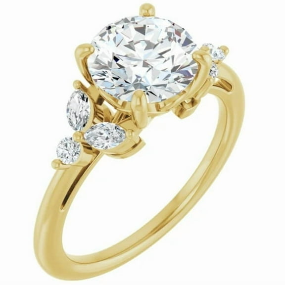 3.75 Ct. Floral Lab Grown Diamond Engagement Ring 14k Yellow Gold