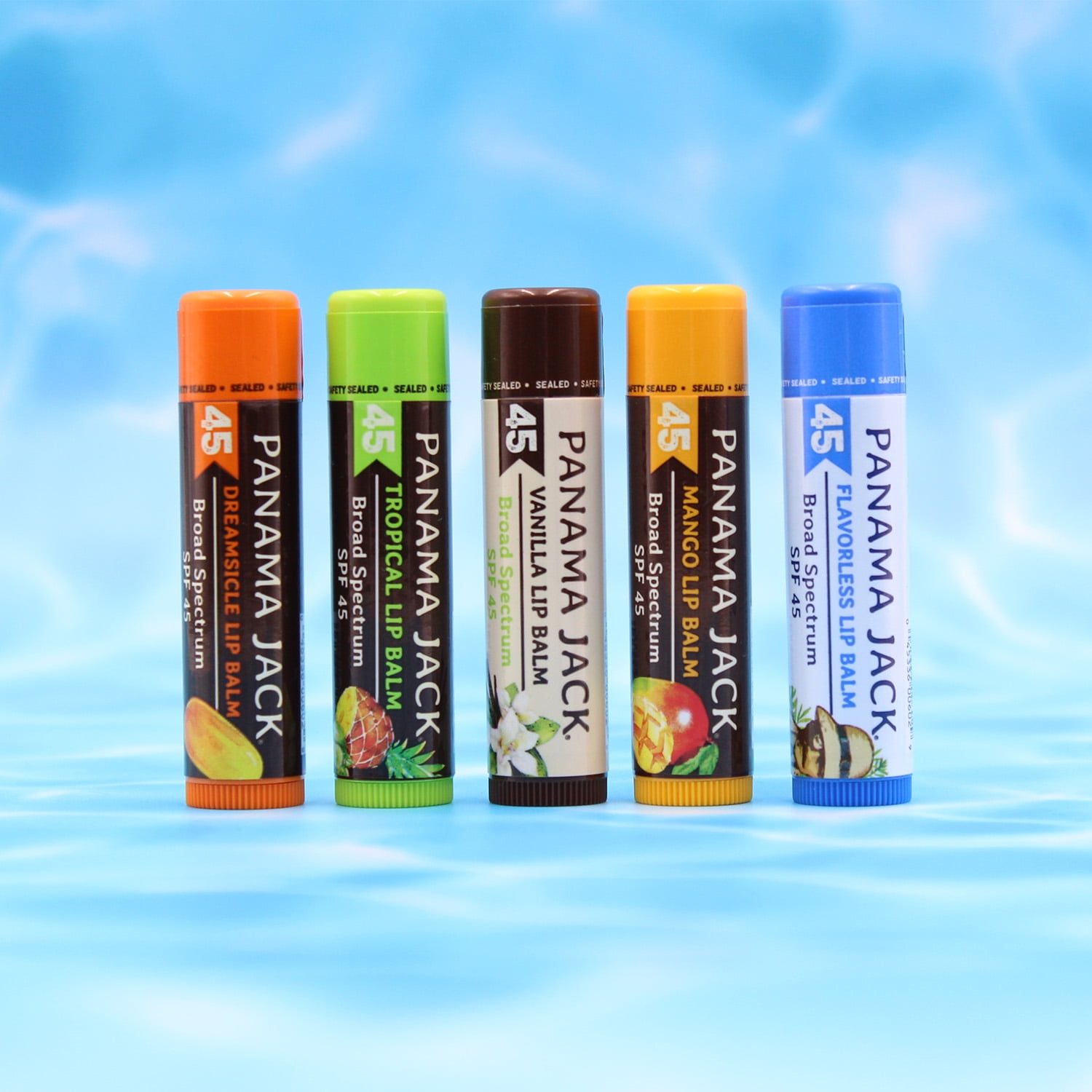 Panama Jack Sunscreen Lip Balm - SPF 45, Broad Spectrum UVA-UVB Sunscreen Protection, Prevents & Soothes Dry, Chapped Lips (Pack of 7, Flavorless)