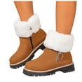 thumbnail image 6 of YLYL Women's Suede Winter Snow Boots Side Zipper Warm Fur Lined Chunky Heel Anti-Slip Outdoor Ankle Boots, 6 of 9