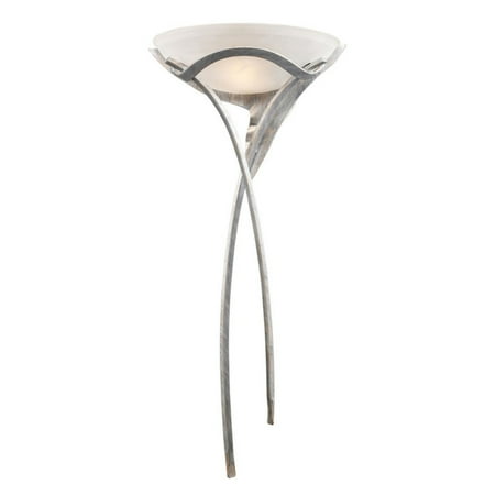 

Aurora 1-Light Sconce in Tarnished Silver with White Faux-Alabaster Glass - Includes LED Bulb