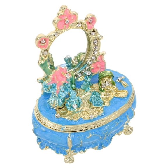 LOLIPPYY Vintage Style Enamel Trinket Box Hinged Jewelry Organizer for Home Vanity
