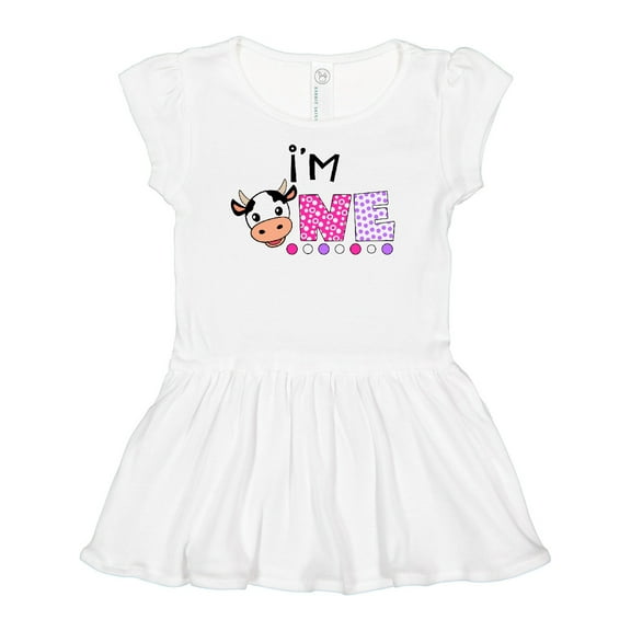 Inktastic I'm 1 Cute Cow and Polka Dots Girls Baby Dress